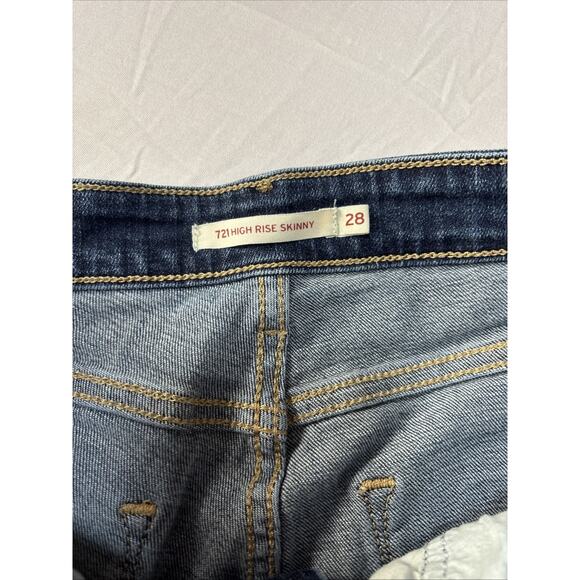 Levi's 721 High Rise Skinny Women's 28 Jeans Ripped Urban Streetwear Cowgirl - Picture 4 of 9